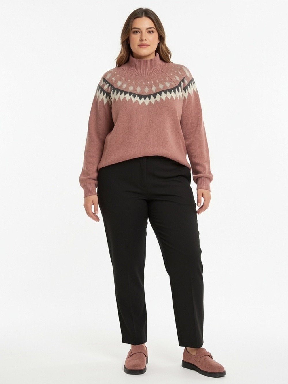 michel studio collection Chic pink Sweater fair isle Pattern size 2X